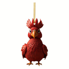 1pc Rooster Christmas Car Pendant Acrylic Tree Rearview Mirror Decoration Gift
