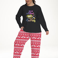 Christmas Pajama Set Colorblock Graphic Tee & Pants 2 Piece