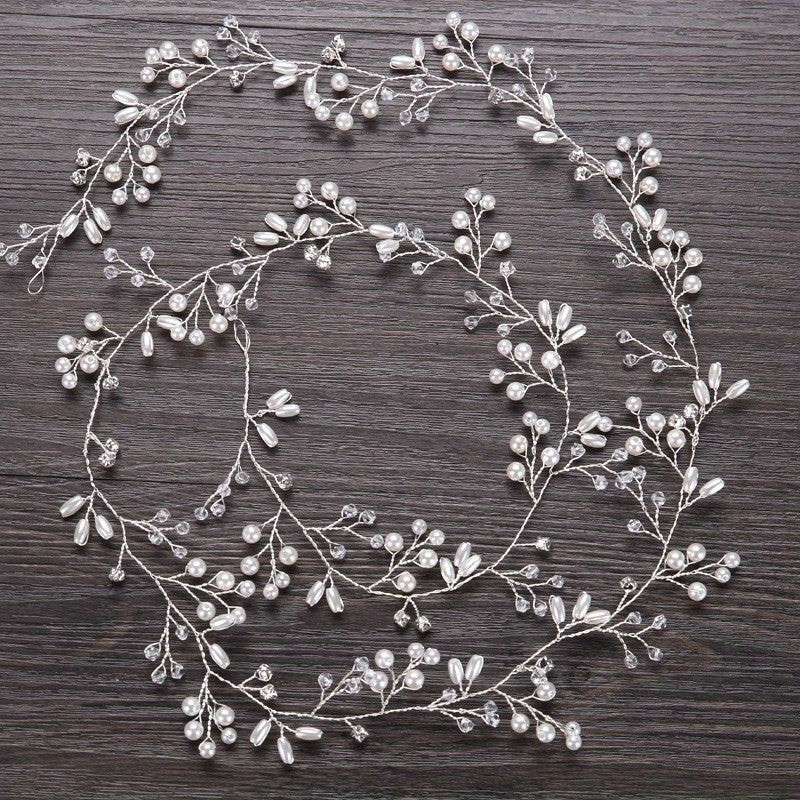 Faux Pearl & Flower Bridal Hair Vine