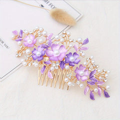 Faux Pearl Flower Hair Comb Bridal Insert Comb