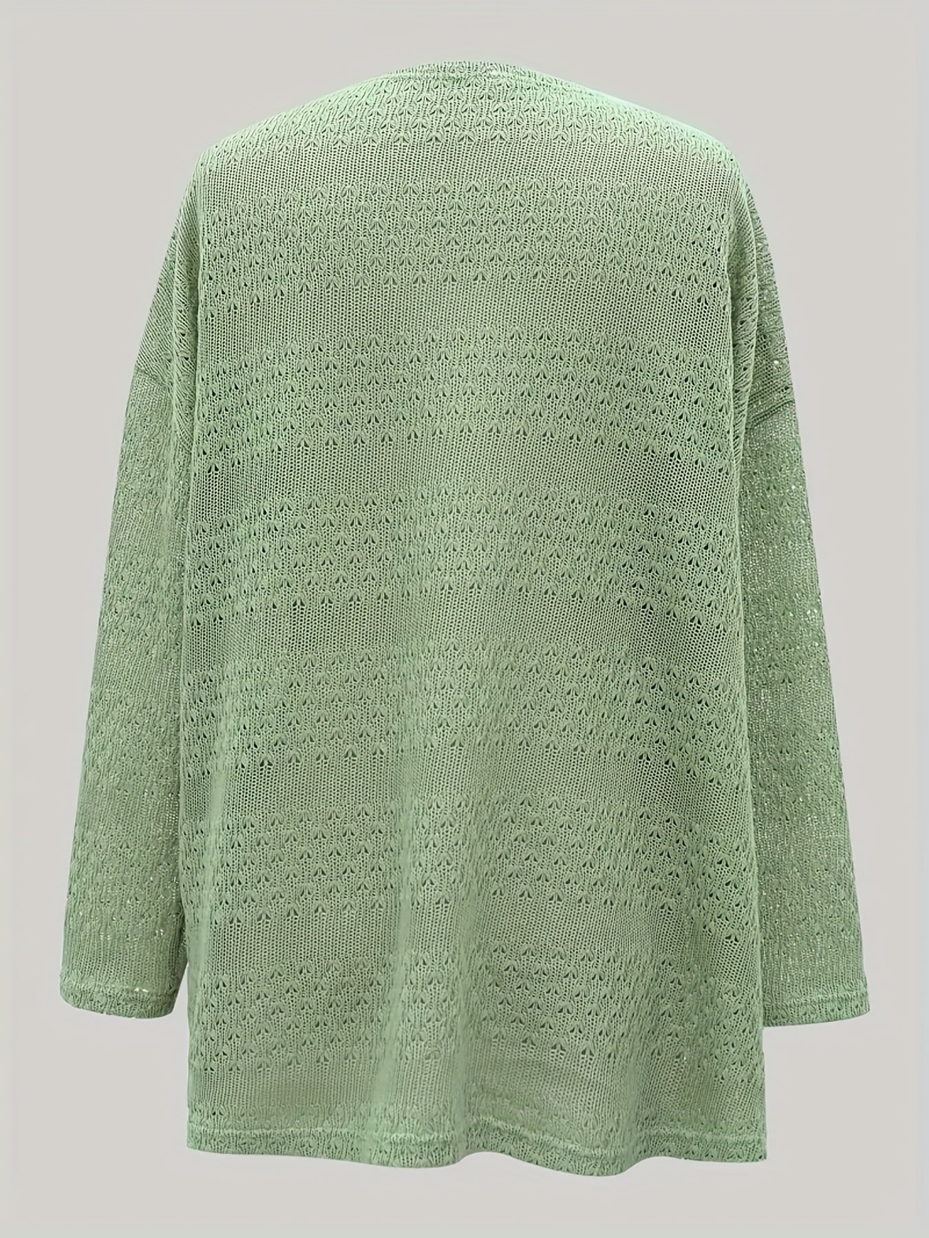 Casual Cardigan Women's Plus Solid Long Sleeve Open Front Semi Sheer