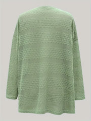 Casual Cardigan Women's Plus Solid Long Sleeve Open Front Semi Sheer