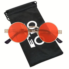 Retro Steampunk Round Metal Polarized Sunglasses