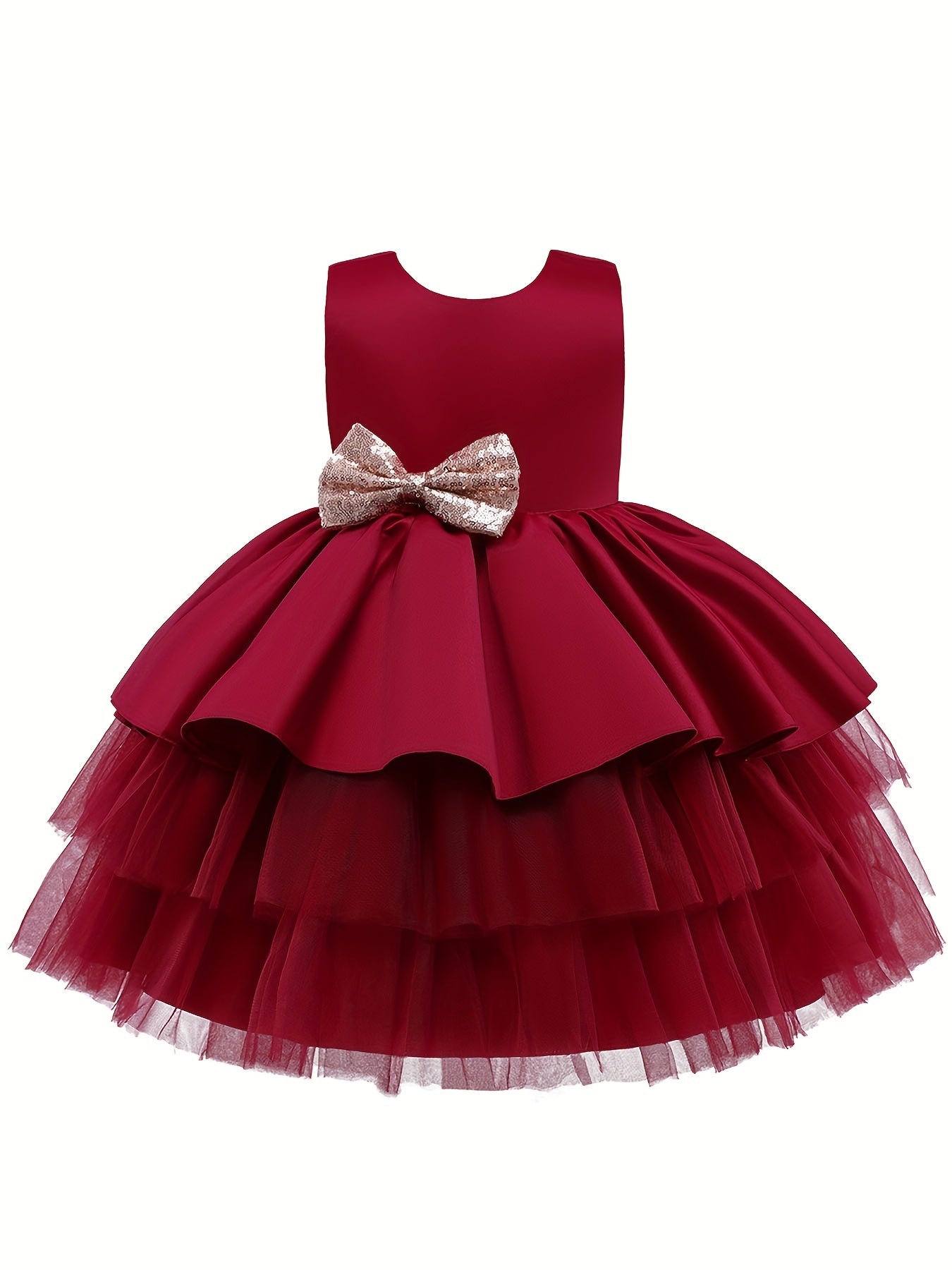 Baby Girl Sleeveless Mesh Gown with Bowknot