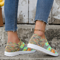 Flower Pattern Mesh Breathable Running Shoes Lightweight Non Slip Sneakers