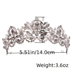 Golden Rhinestone Tiara for Bride - Birthday Princess Crown
