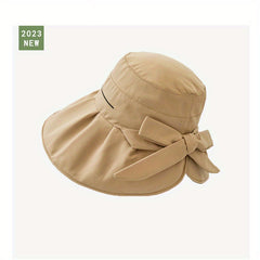 Bowknot UV Protection Sun Hat Wide Brim Solid Summer Visors Bucket Hat