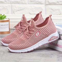 Thick Sole Shock Absorption Woven Shoes Lightweight Breathable Sneakers