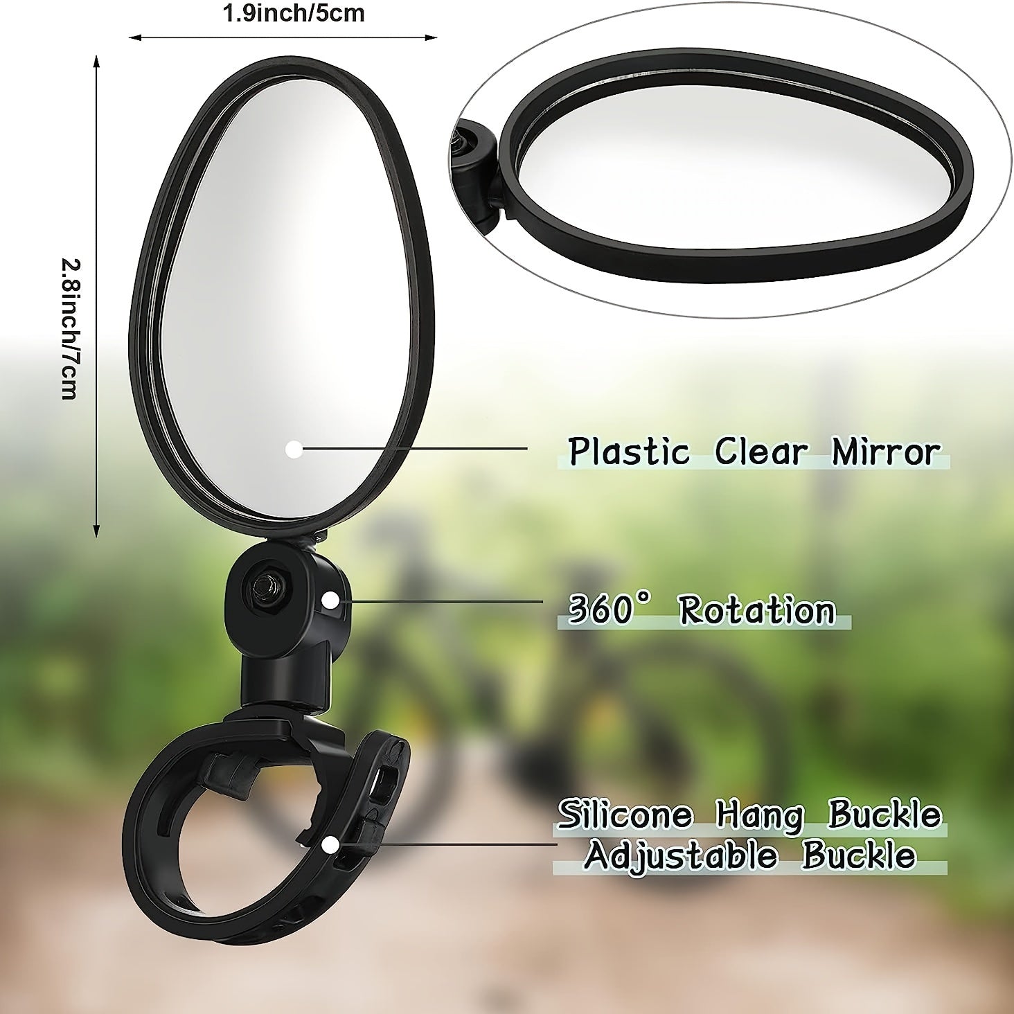 4pcs Bike Mirror Rotatable Handlebar Wide Angle Rear View Mirror