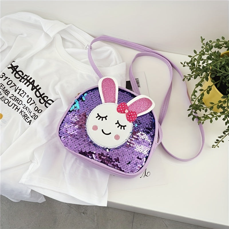 Girls Cartoon Bunny Bag Coin Purse Zipper Adjustable Shoulder Strap
