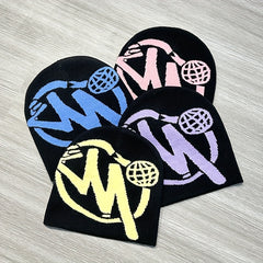 Warm Windproof Sport Knit Beanie Hat with Printing for Men and Women