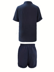 Women 2 Piece Casual Set Blouse & Shorts