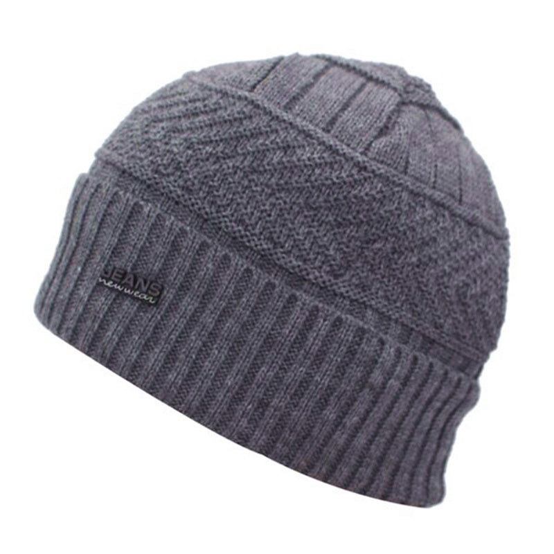 JEANS Lettering Men's Knitted Hat Warm Winter Hat
