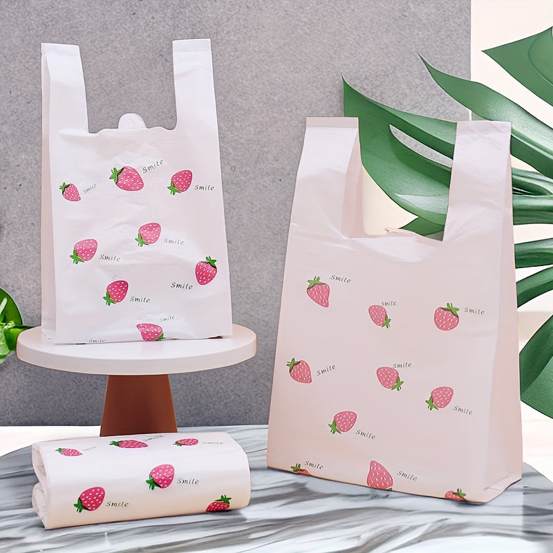 20pcs Strawberry Print Shirt Bags with Handles