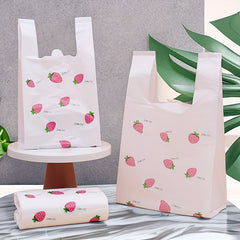 20pcs Strawberry Print Shirt Bags with Handles