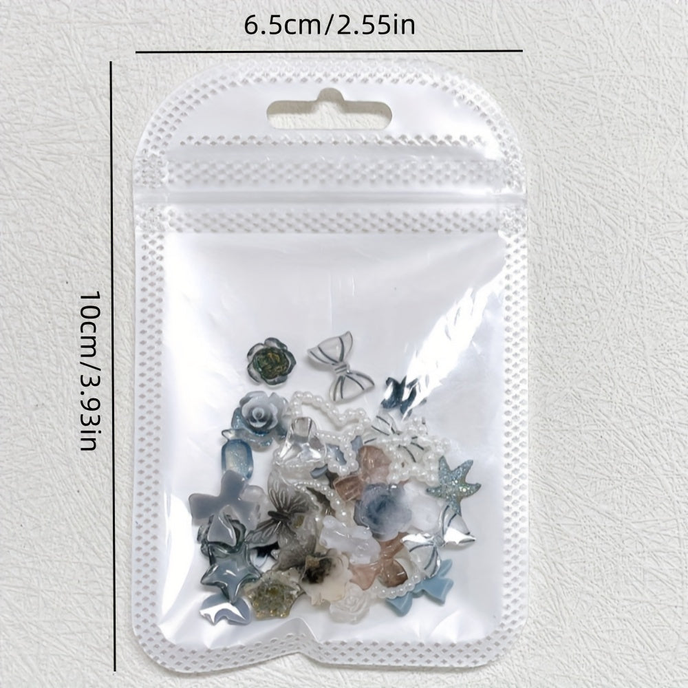 30pcs Gray Mix Fairy Glitter Sequins & Flower Pearl Bow for Resin Fillers
