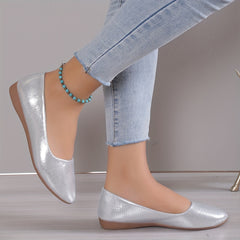 Women's Glitter Loafers Pointed Toe Slip On Flat Shoes