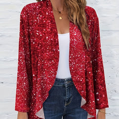 Women's Plus Digital Print Shawl Collar Cardigan