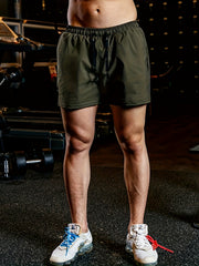 Men's Breathable Solid Shorts With Pockets Summer Drawstring Elastic Waist