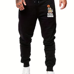 Men's EXTRA CHEESE Drawstring Fleece Sweatpants Loose Casual Comfy Jogger Pants