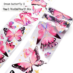 Butterfly Stickers Roll DIY Ice Crystal Transparent Stickers 2 Meters