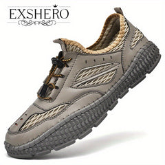 EXSHERO Men's Casual Platform Shoes Breathable Stitching Sneakers