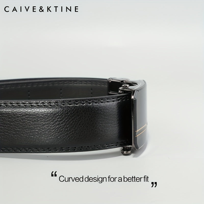 Men's Cowhide Leather Business Belt With Automatic Buckle