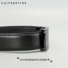 Men's Cowhide Leather Business Belt With Automatic Buckle