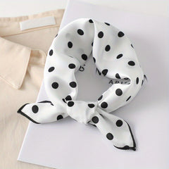 Dotted Classic Print Square Scarf Satin Neckerchief Bandana Head Wrap