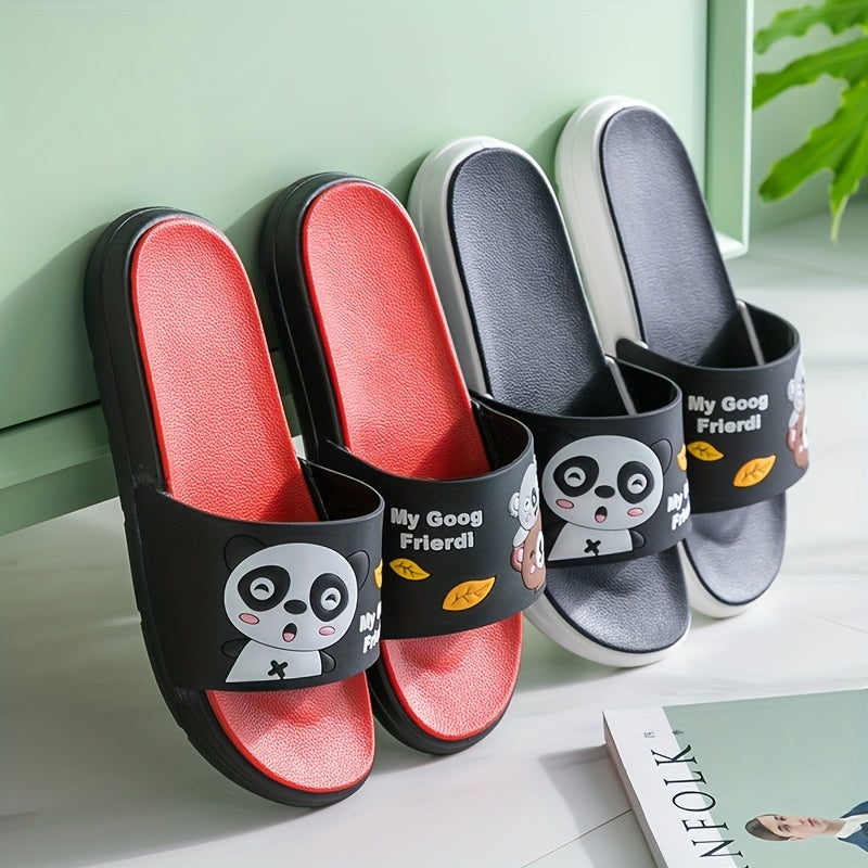 Men's Cartoon Panda Print Lightweight Slides Soft Sole Non slip Slippers