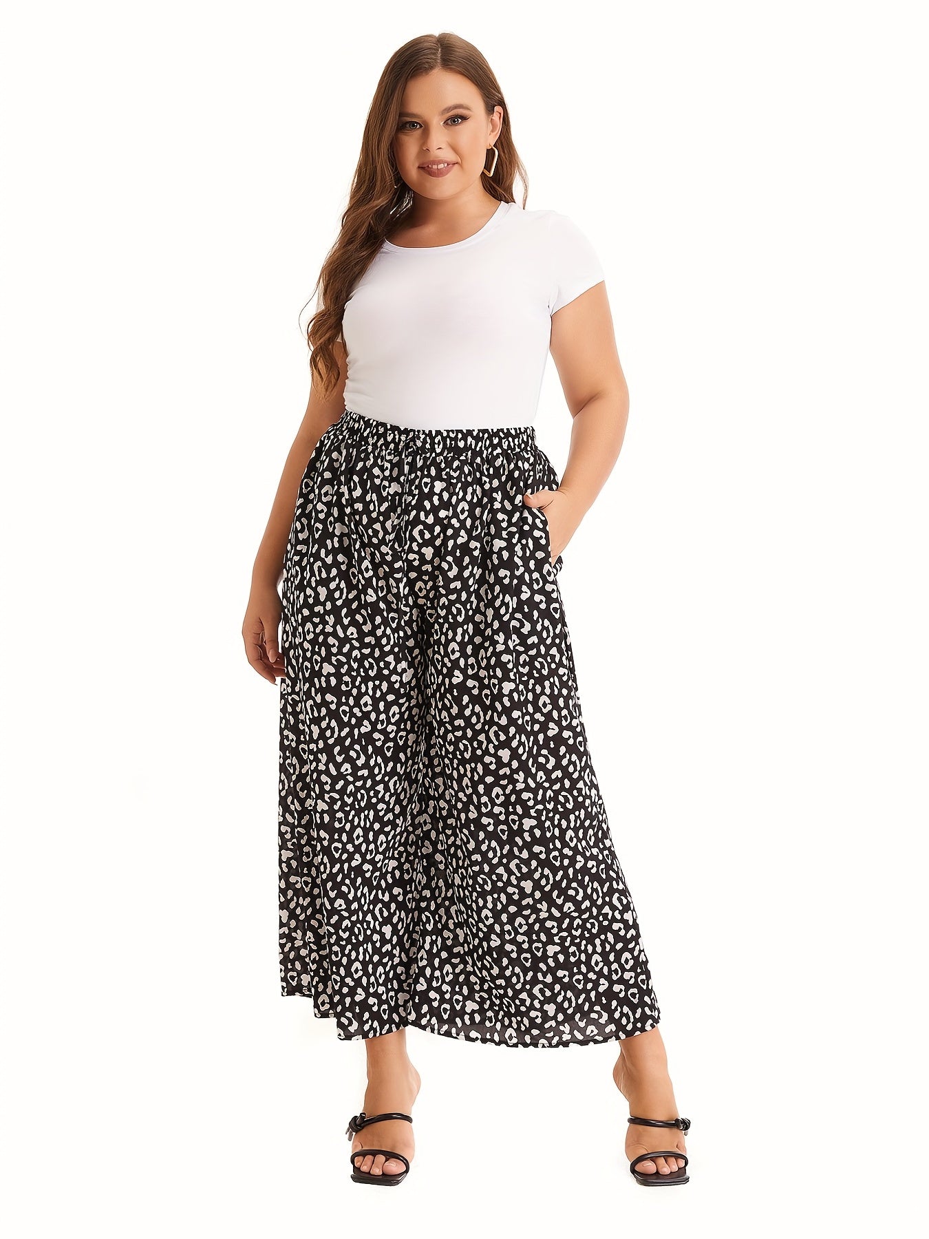 Dalmatian Print Wide Leg Pants