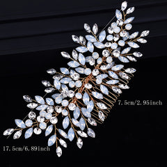 Crystal Leaf Bridal Hair Comb Alloy Wedding Accessory