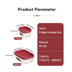 4pcs Plastic Fresh keeping Boxes Food Bento Boxes Refrigerator Storage