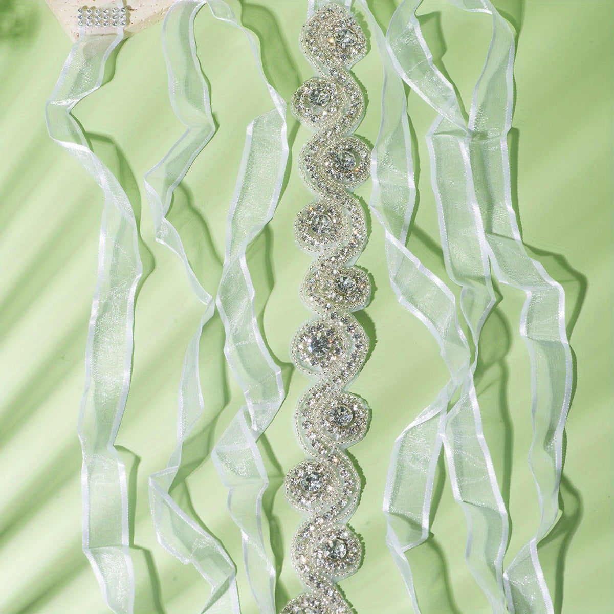 Rhinestone Mesh Ribbon Belt Bridal Wedding Belt