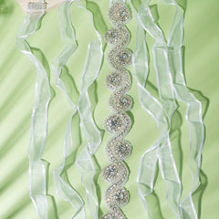 Rhinestone Mesh Ribbon Belt Bridal Wedding Belt