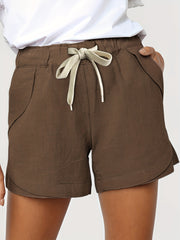 Solid Drawstring Shorts Casual Elastic Waist Summer Shorts
