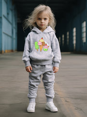 OERYUI Cartoon Ice Cream Print Hooded Pullover Pants Set For Sports Spring Fall