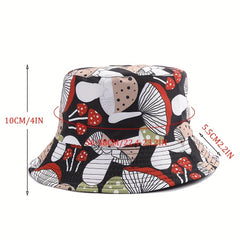 Cartoon Mushroom Bucket Hat Sunscreen Casual Sun Hat Printed Fisherman Cap