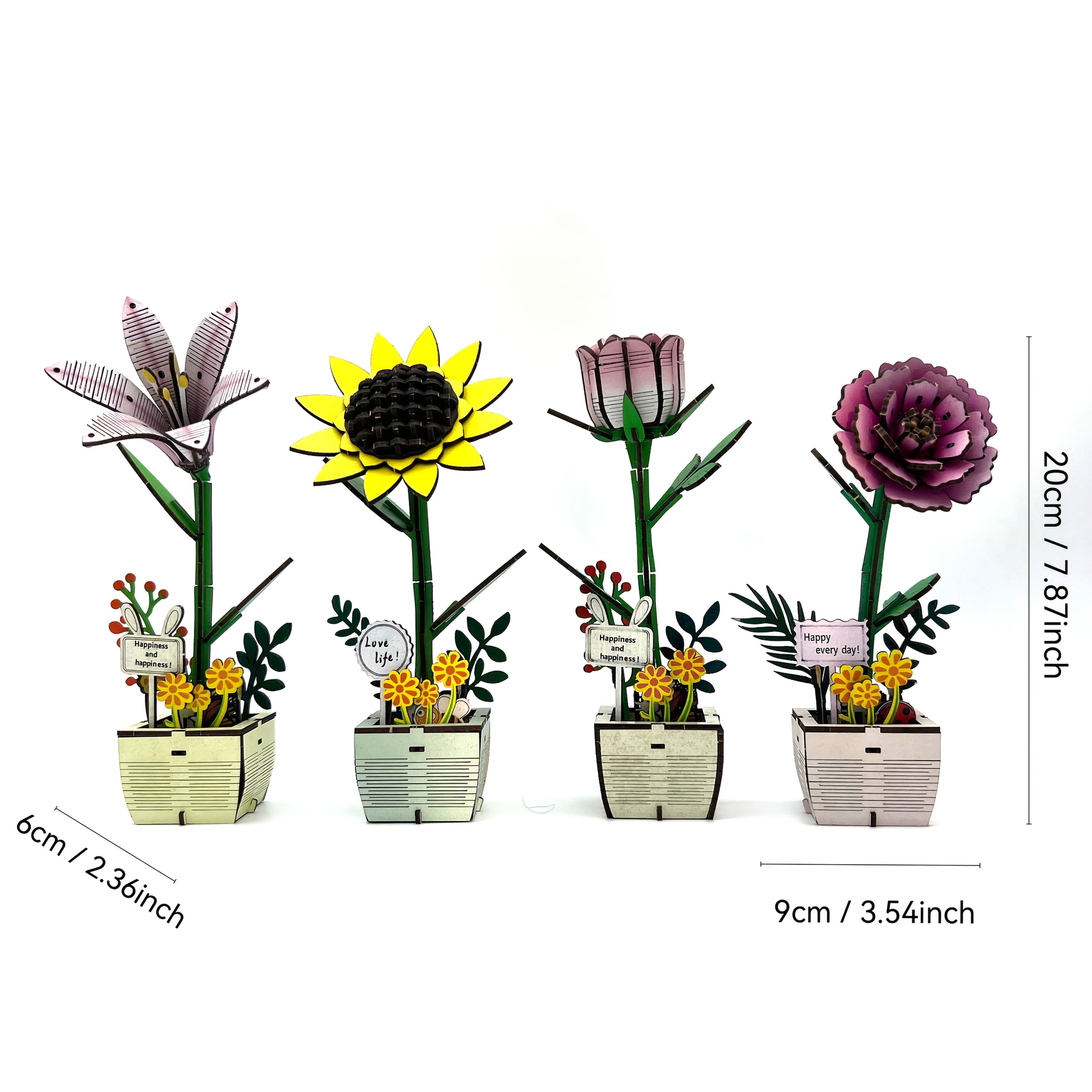 DIY 3D Wooden Puzzle Eternal Romance Flower Series Handcrafted Model