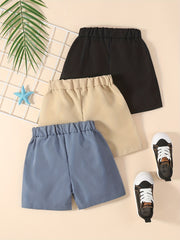 3pcs Positive Letter Print Boys Comfortable Creative Shorts