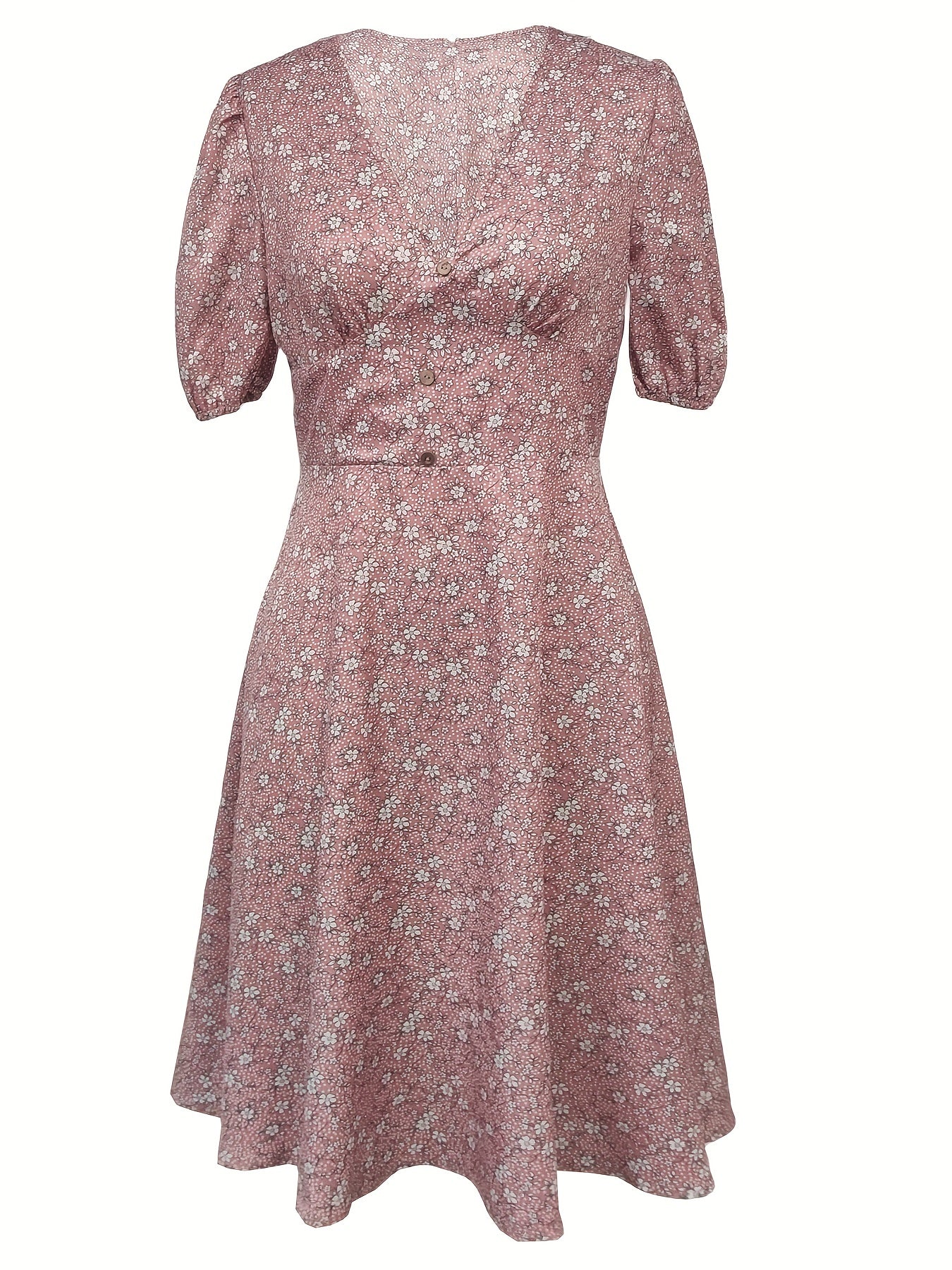 Floral Print V Neck Dress Short Sleeve Dress Spring Summer