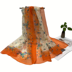 Floral Print Silk Shawl Scarf Wrap Head Wrap Gift For Mom
