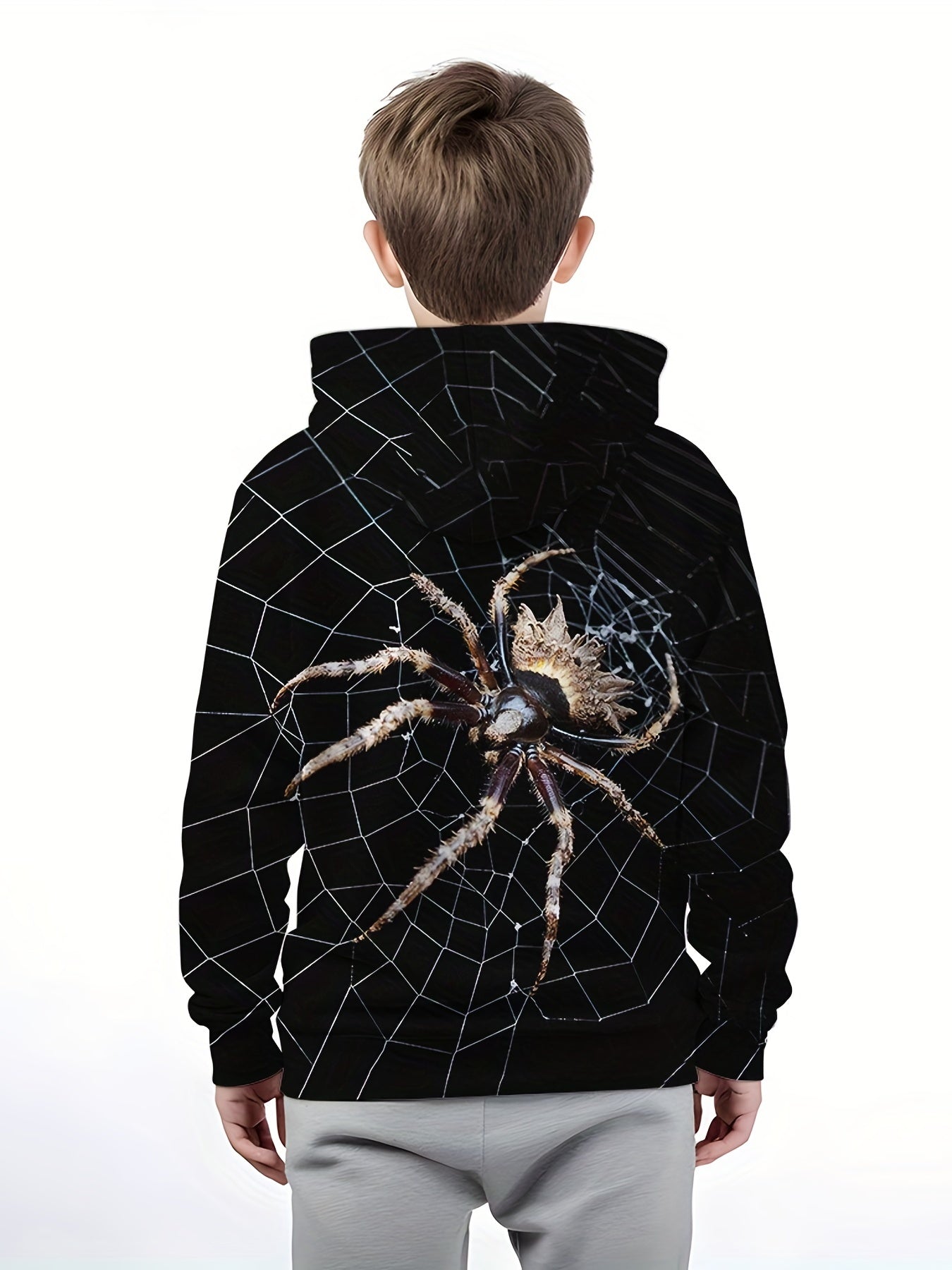 Spider 3D Print Boys Casual Hoodie Long Sleeve Sweatshirt