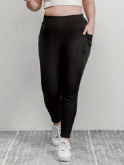 Basic Leggings Women's Plus Plain High Rise Leggings