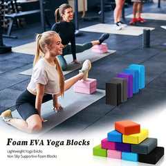 Yoga Block & Belt Combo for Beginners - Lightweight Foam Block with Non-slip