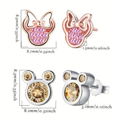 Silvery Plated Bow Round Earrings Silvery Needle Anti Allergic Women's Jewelry