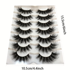 7 Pairs Fluffy Faux Mink False Eyelashes - Long Dramatic Cat Eye Lashes