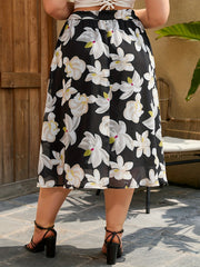 Floral Print Layered A-line Skirt with Belt