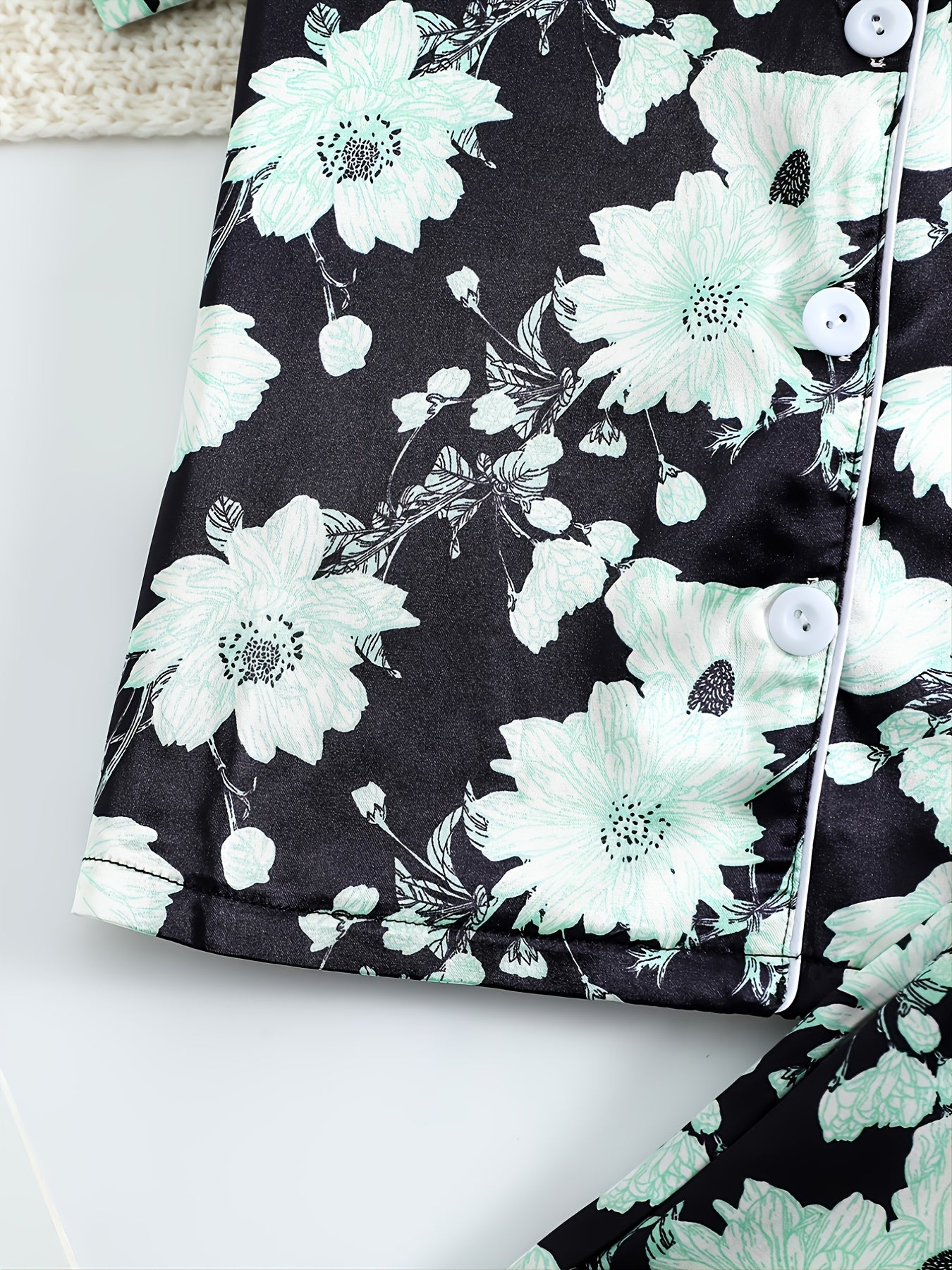 Girls Green Flower Short Sleeve Pajama Set