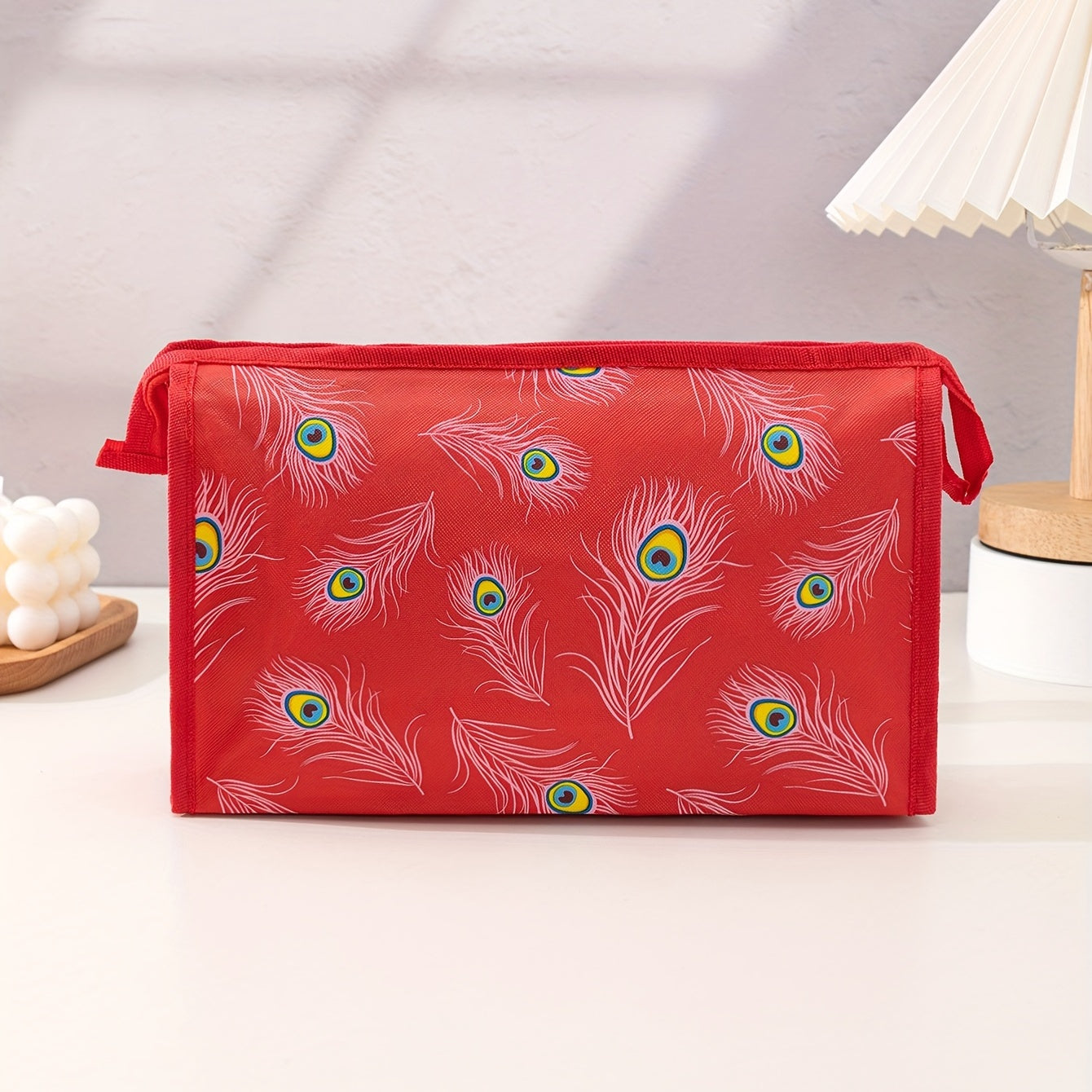 Feather Print Makeup Bag Waterproof Roomy Perfect for Travel